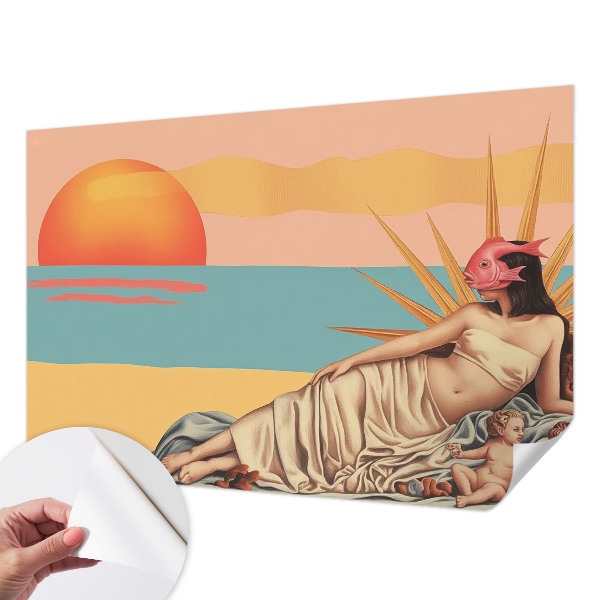 Papel de parede infantil com tema O Ocidente do Surrealismo para decoração de quarto