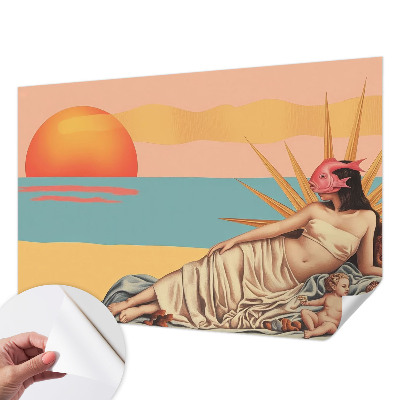 Papel de parede infantil com tema O Ocidente do Surrealismo para decoração de quarto