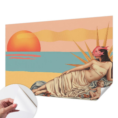 Papel de parede infantil com tema O Ocidente do Surrealismo para decoração de quarto