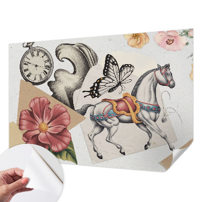 Papel de parede autocolante para quarto com estampa de flores vintage