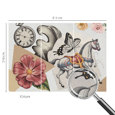 Papel de parede autocolante para quarto Flores vintage