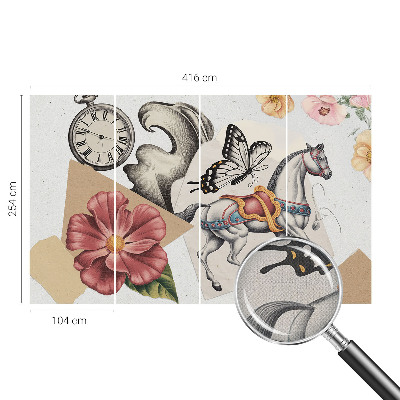 Papel de parede autocolante para quarto Flores vintage