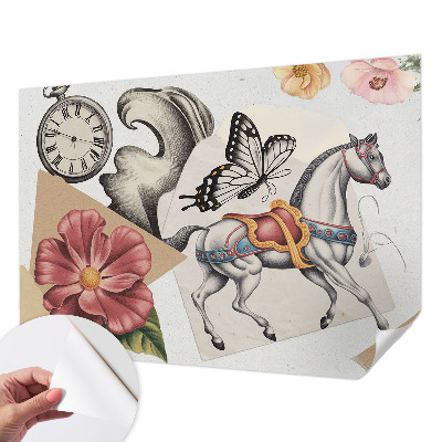 Papel de parede autocolante para quarto com estampa de flores vintage