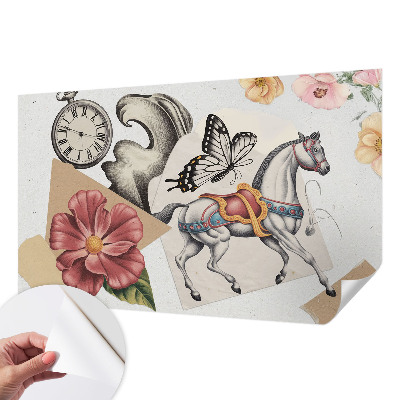 Papel de parede autocolante para quarto com estampa de flores vintage