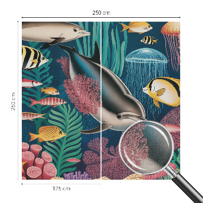 Papel de parede autocolante com estampa de fauna subaquática