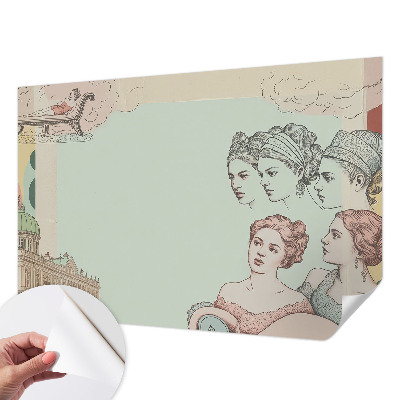 Papel de parede 3D com padrão de colagem clássica