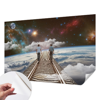 Papel de parede autocolante para quarto com estampa de viagem espacial