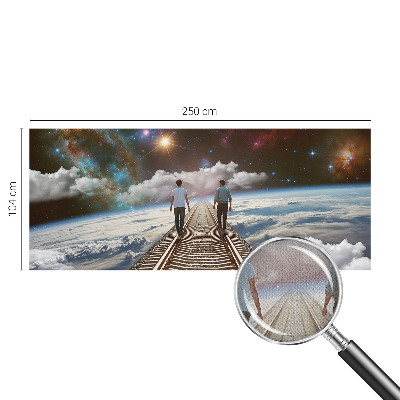 Papel de parede autocolante para quarto com estampa de viagem espacial