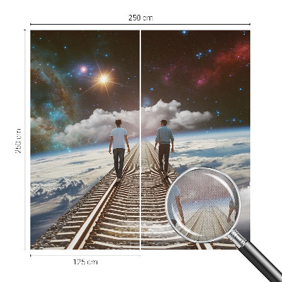 Papel de parede autocolante para quarto com estampa de viagem espacial