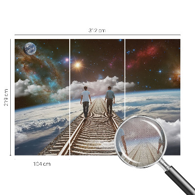 Papel de parede autocolante para quarto com estampa de viagem espacial