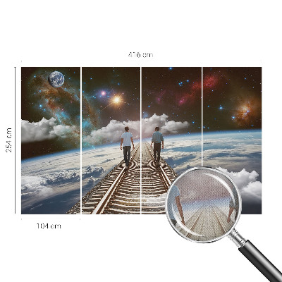 Papel de parede autocolante para quarto com estampa de viagem espacial