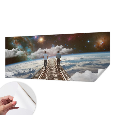 Papel de parede autocolante para quarto com estampa de viagem espacial