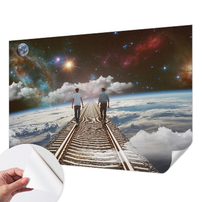 Papel de parede autocolante para quarto com estampa de viagem espacial
