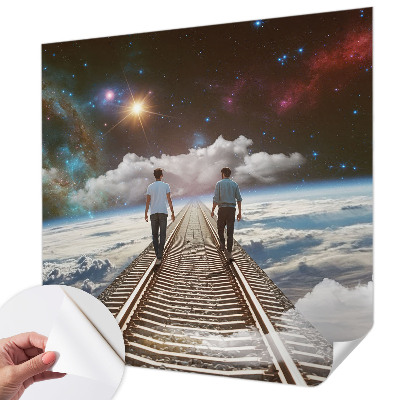 Papel de parede autocolante para quarto com estampa de viagem espacial