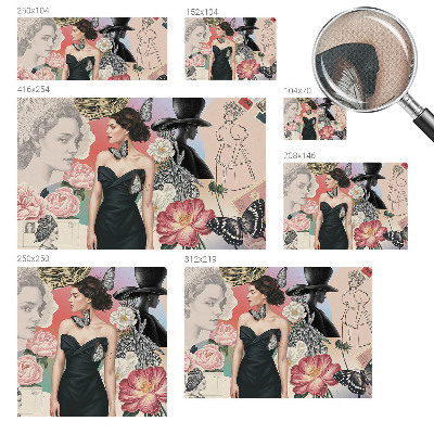 Papel de parede 3D Flores e retratos