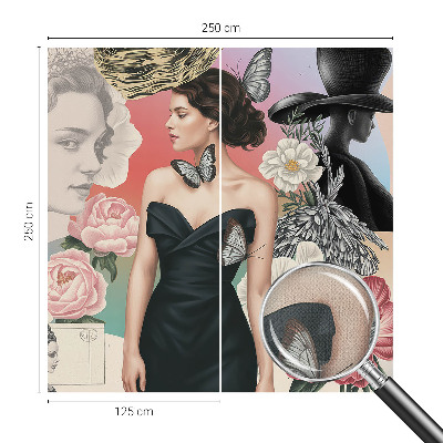 Papel de parede 3D Flores e retratos