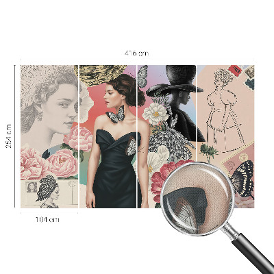 Papel de parede 3D Flores e retratos