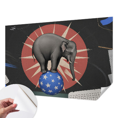 Papel de parede autocolante para sala com estampa de elefante de circo