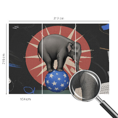 Papel de parede autocolante para sala com estampa de elefante de circo