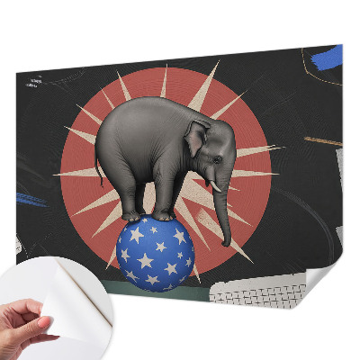 Papel de parede autocolante para sala com estampa de elefante de circo