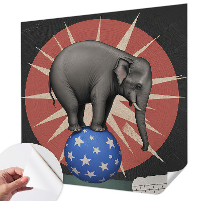 Papel de parede autocolante para sala com estampa de elefante de circo