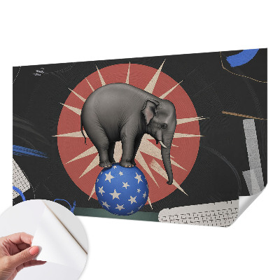Papel de parede autocolante para sala com estampa de elefante de circo