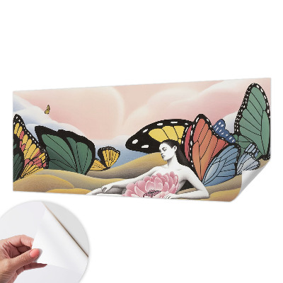 Papel de parede autocolante para quarto com estampa Prado das Borboletas