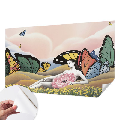 Papel de parede autocolante para quarto Prado das borboletas