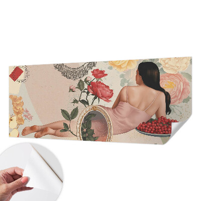 Autocolante de parede fotográfico com padrão floral elegante