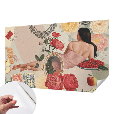 Autocolante de parede fotográfico com padrão floral elegante