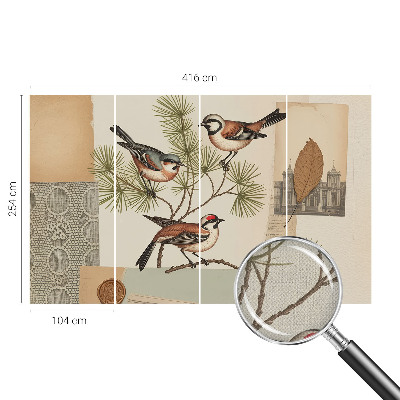 Papel de parede autocolante colagem de pássaros