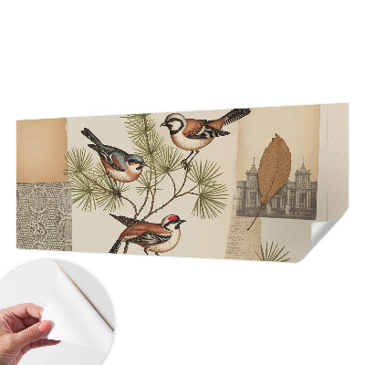 Papel de parede autocolante com estampa de pássaros