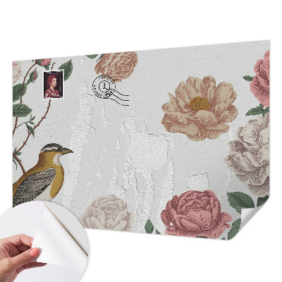 Papel de parede 3D com padrão de flores em estilo vintage