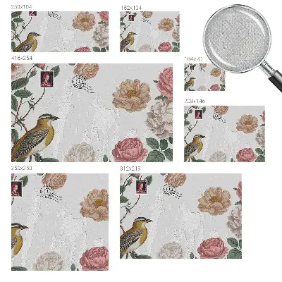 Papel de parede 3D com padrão de flores em estilo vintage