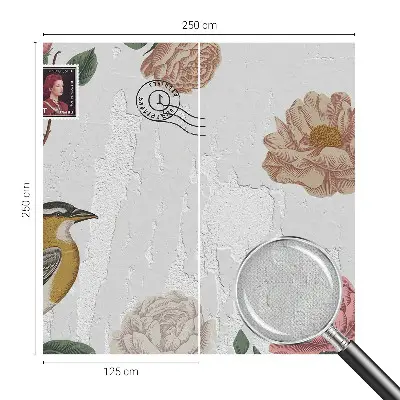 Papel de parede 3D com padrão de flores em estilo vintage