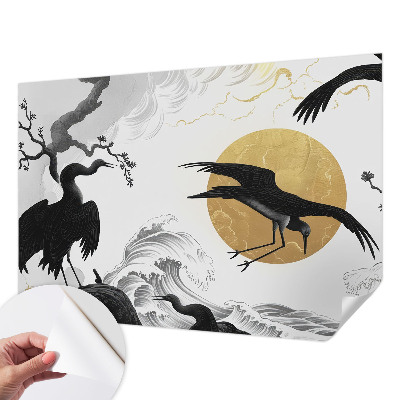 Papel de parede infantil garças pretas
