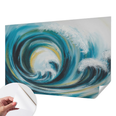 Papel de parede autocolante para quarto com estampa Onda do mar