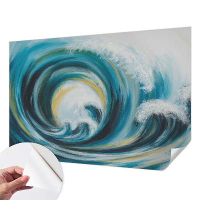 Papel de parede autocolante para quarto com estampa Onda do mar