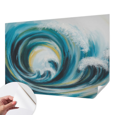 Papel de parede autocolante para quarto com estampa Onda do mar