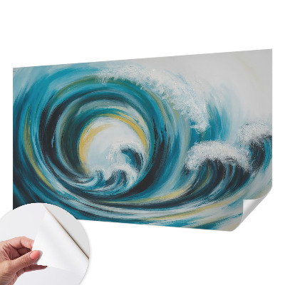 Papel de parede autocolante para quarto com estampa Onda do mar