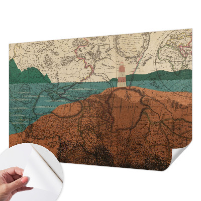 Papel de parede autocolante para quarto com estampa de mapa histórico