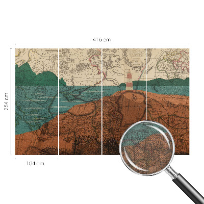 Papel de parede autocolante para quarto com estampa de mapa histórico