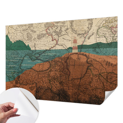Papel de parede autocolante para quarto com estampa de mapa histórico