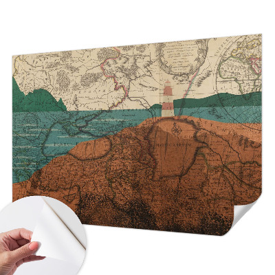 Papel de parede autocolante para quarto com estampa de mapa histórico