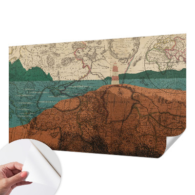 Papel de parede autocolante para quarto com estampa de mapa histórico