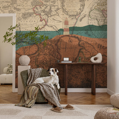 Papel de parede autocolante para quarto com estampa de mapa histórico