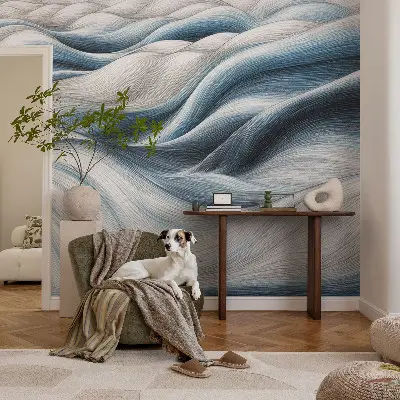 Papel de parede autocolante para sala com padrão de ondas suaves