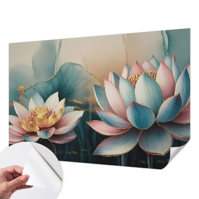 Papel de parede autocolante para quarto com estampa 'Lótus da Harmonia'