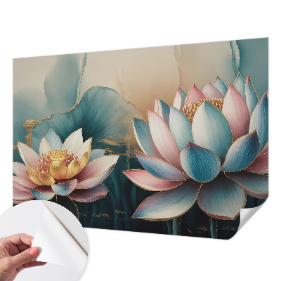 Papel de parede autocolante para quarto com estampa 'Lótus da Harmonia'