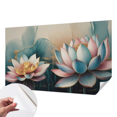 Papel de parede autocolante para quarto com estampa 'Lótus da Harmonia'